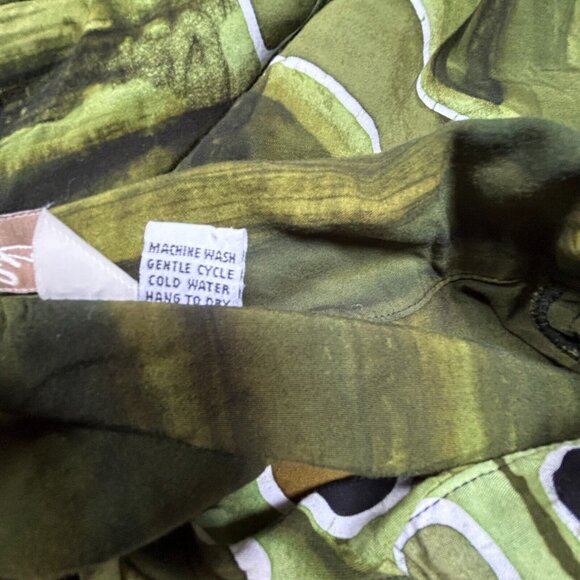 Lynz Women's Popover Geo Print Tunic Top Large Green Long Sleeve Lightweight - Picture 5 of 9